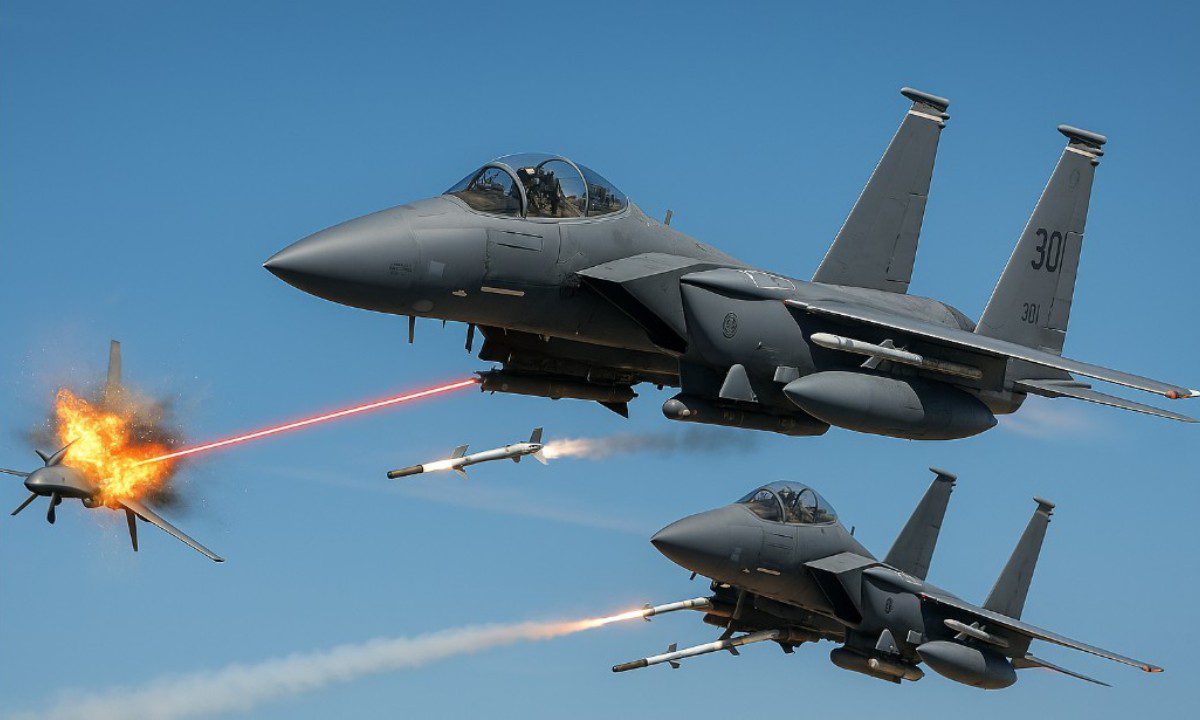 Το F-15E αποκτά νέο ρόλο: ρίχνει drones με ρουκέτες APKWS II, λέιζερ και ακρίβεια. Το ιπτάμενο πολεμικό “πολυεργαλείο” των ΗΠΑ στην πράξη.