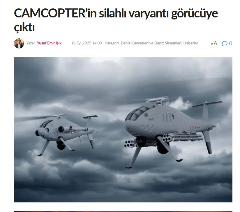 Αποκαλύφθηκαν τα οπλισμένα Camcopter που αλλάζουν τα δεδομένα της ναυτικής επιτήρησης - Tα θέλει και η Ελλάδα