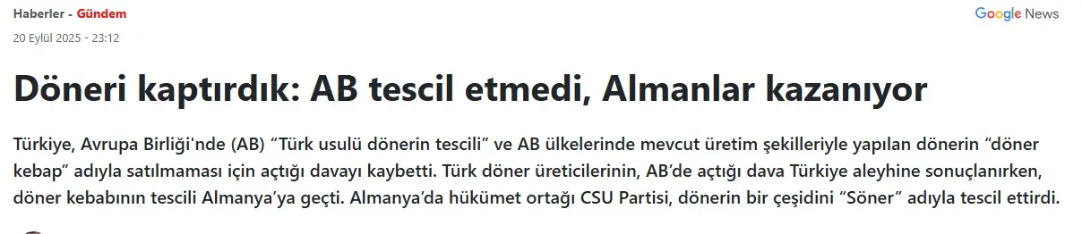 Έχασαν το ντόνερ κεμπάπ οι Τούρκοι