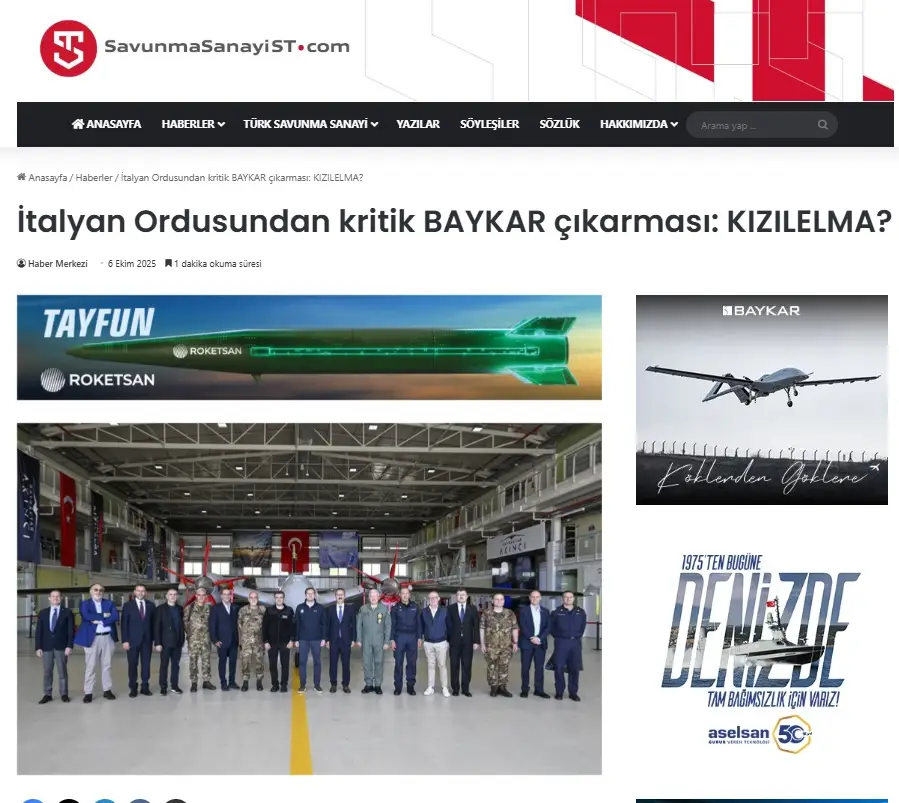 Κίνηση - έκπληξη: Επίσκεψη του Ιταλικού Στρατού στις εγκαταστάσεις της BAYKAR