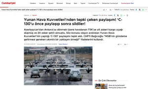 με άρθρο της Cumhuriyet, κατηγορείται η Ελληνική Πολεμική Αεροπορία