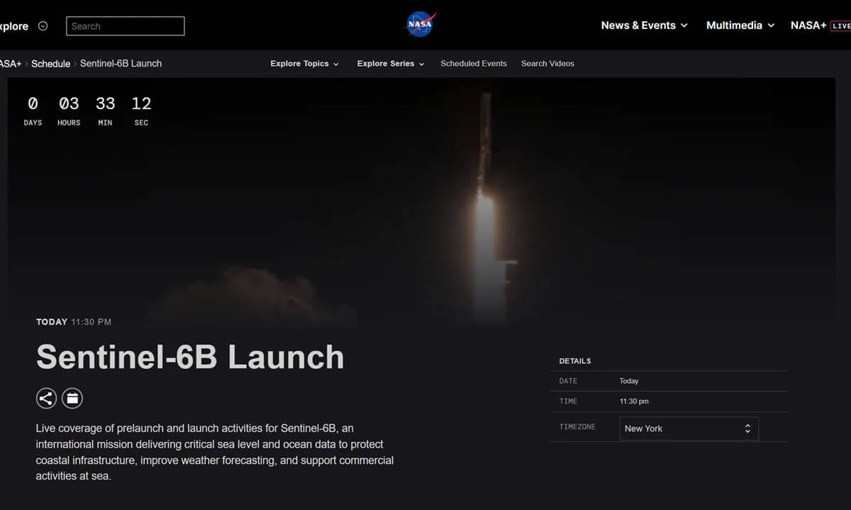 Nasa+ για τον Sentinel-6B